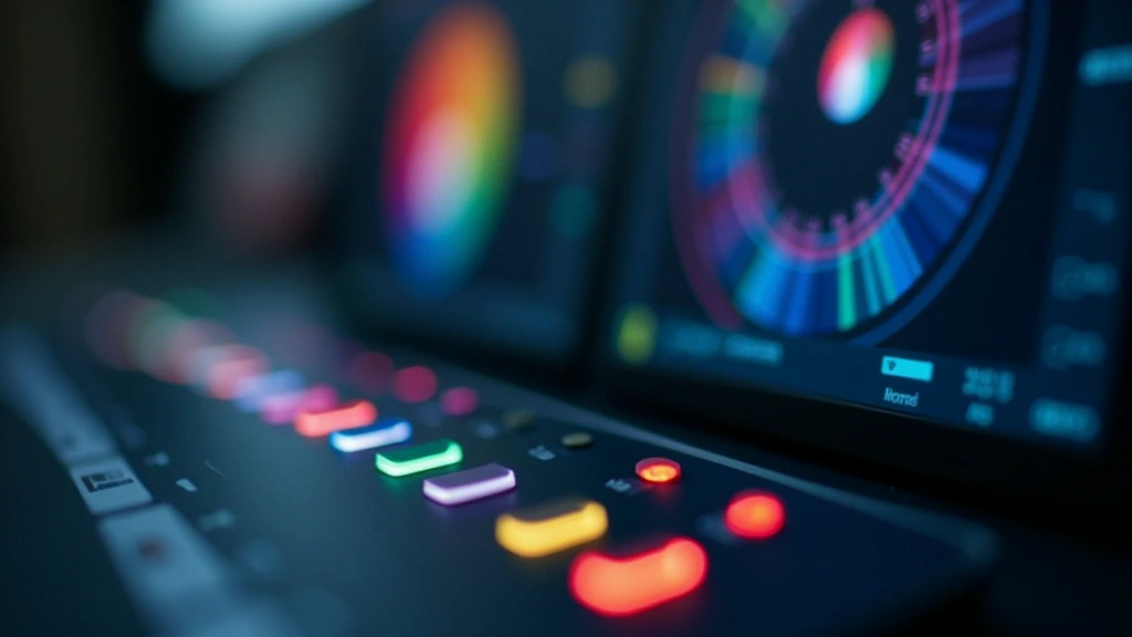 Colour wheels and a palette in a video grading interface