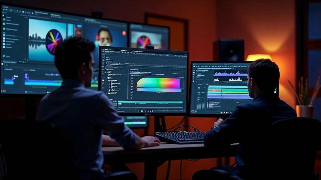 Colour grading suite with reference monitors and specialist tools