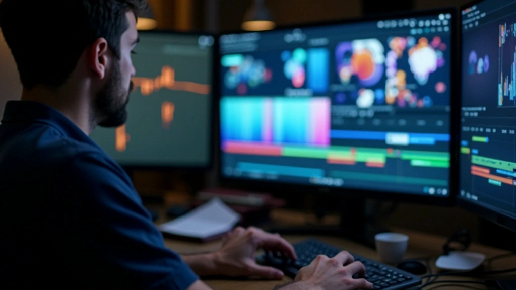 Display showing animated graphics and motion design elements