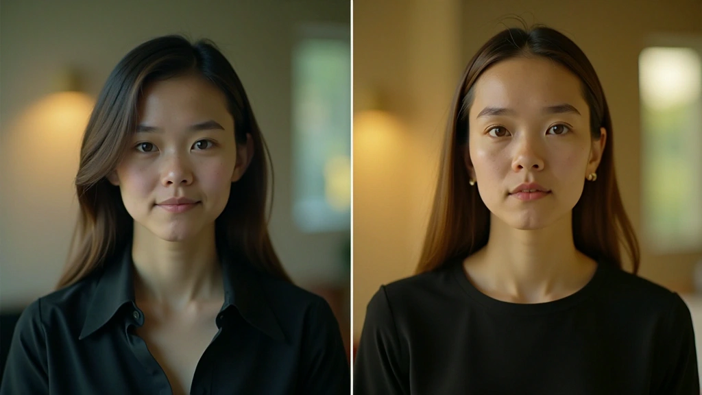Before-and-after comparison of colour correction on a film scene