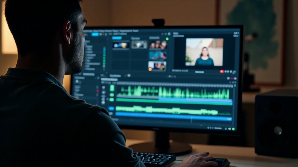 Editing interface with organised audio tracks and precisely aligned clips